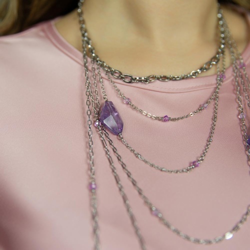 Колье Lanzerotti, Iris, с аметистом и кристаллами, LZ-26.03-073 фиолетовый фото 3