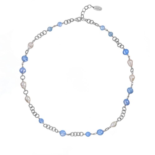 Колье Lanzerotti, Costa Azzurra, с жемчугом и голубым агатом, LZ-26.04-133 голубой