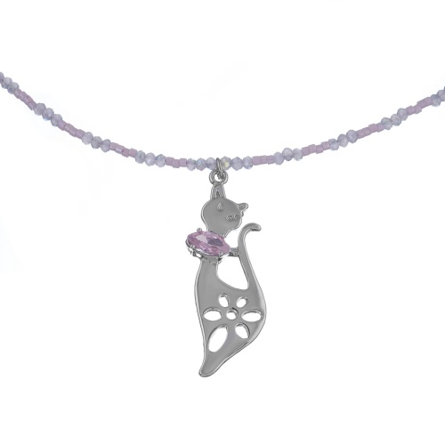 Колье Lanzerotti, Glicine, подвеска-кошка, кристаллы, LZ-24.04-215 розовый фото 2