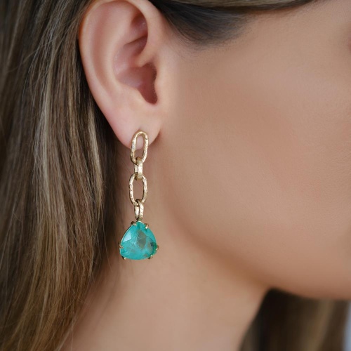 Серьги Estrosia, с изумрудным кристаллом, ES-ORO22-8A зеленый фото 2