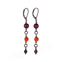 Серьги Lanzerotti, Caramello, гранат, тигровый глаз, сердолик, гематит, LZ-24.11-500 коричневый