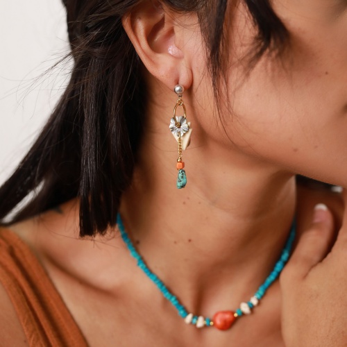 Серьги Nature Bijoux, Formentera, перламутр,говлит,тибетская бирюза,кость, NB22.1-12-77272 бирюзовый фото 7