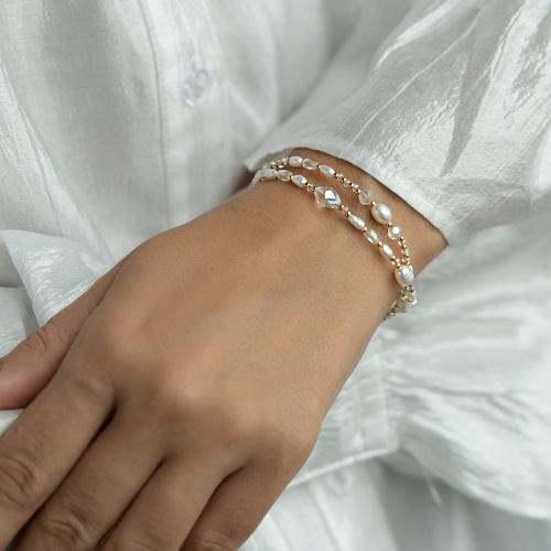 Браслет Lanzerotti, Mustang, двойной, с жемчугом и кристаллами, LZ-25.11-358 белый фото 2