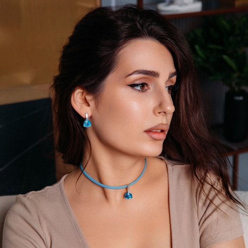 Колье Fiore Luna Aquamarine / Sky Blue Leather, B2110SW-N06.22 BL/S фото 2