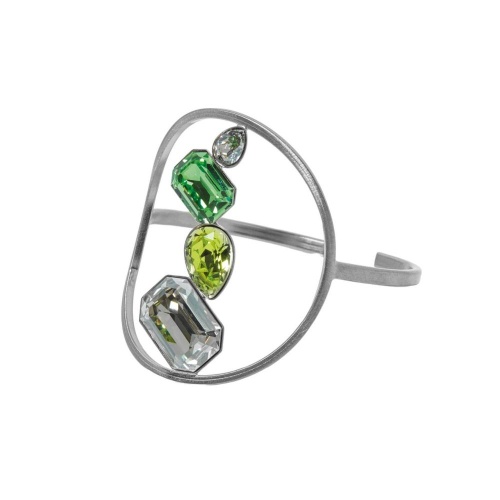 Браслет Katerina Vassou, Glint, кафф, с разноцветными кристаллами, KV23.2-307621 зеленый фото 4