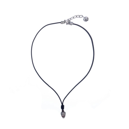 Колье Tra-la-ra, Tatoo, кожаное, с черепом и кристаллами, TLR24-522P208 красный фото 4