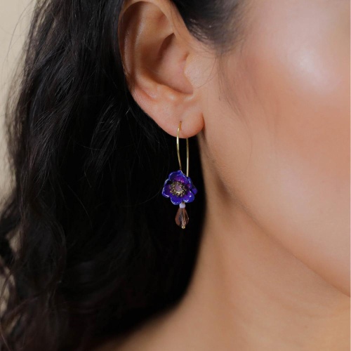 Серьги Franck Herval, Mellina, цветная смола, кристалл, говлит, бусина, FH26.1-12-70196 синий фото 2