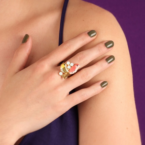 Кольцо TARATATA, Pia-pia, разъемное, с цветной смолой и стразами, TT-T24-05412-20M золотистый фото 4