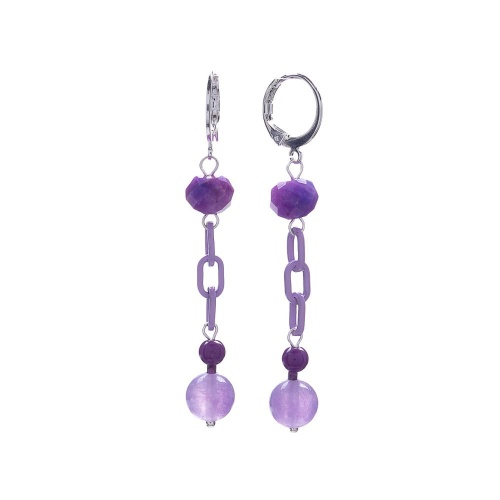 Серьги Lanzerotti, Pervinca, сугилит, фосфосидерит и аметист, LZ-22.05-123 сиреневый