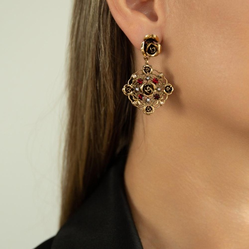 Серьги Celeste G, с кристаллами Swarovski и фианитами, CS25.1-1907 красный фото 2