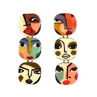 Серьги TARATATA, Girls, асимметрия,с рисунком в прозрачной смоле, TT-H26-03925-30M золотистый
