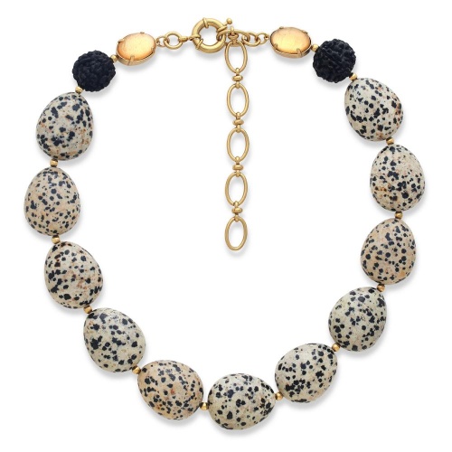 Колье Nature Bijoux, Kinshasa, ракушка Capiz, смола, яшма, рудракша, NB26.2-15-43982 серый