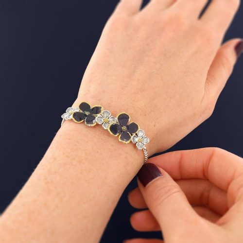 Браслет TARATATA, Hortensia, смола, золотая краска, микрошарики, TT-H25-13320-109 фиолетовый фото 2