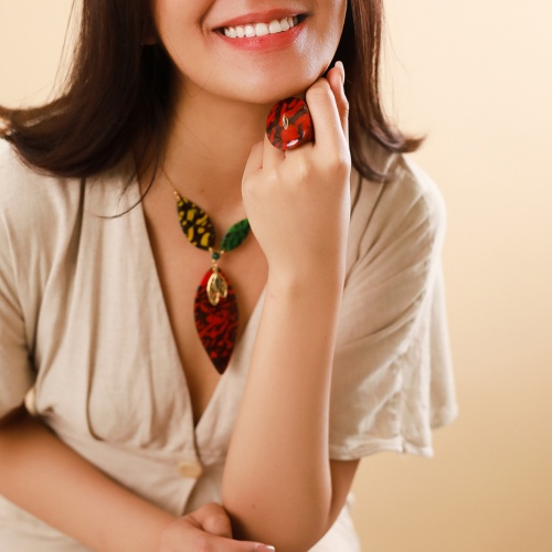 Кольцо Nature Bijoux, Gaia, термитник в смоле, галиотис, NB23.1-19-24810 красный, 18 фото 3