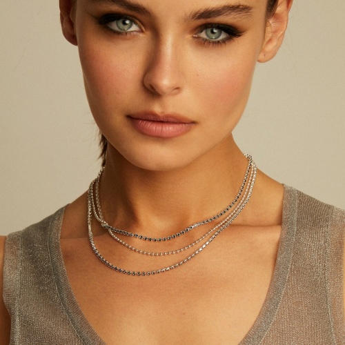 Колье VIDDA, Eternity, тройное, с кристаллами Swarovski, VD23.2-01777 серый фото 2