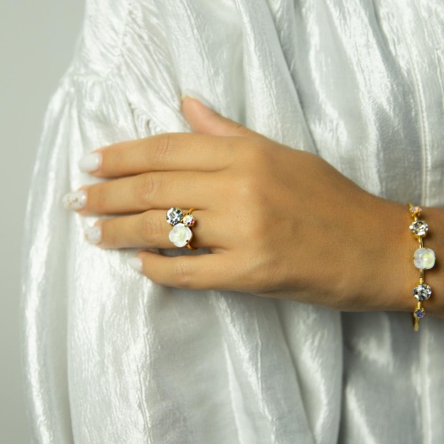 Кольцо Catherine Bijoux, Starlight, разъемное, с кристаллами, CB25.1-5417DG белый фото 2