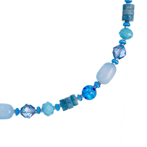 Колье Lanzerotti, Marino, аквамарин, селенит, кошачий глаз, мурано, LZ-25.06-179 голубой фото 2