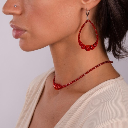 Серьги Lanzerotti, Crespino, с кристаллами и стеклянными бусинами, LZ-23.05-183 красный фото 2