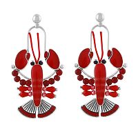 Серьги TARATATA, Mr Lobster, с цветной смолой, бусинами и шнуром, TT-T24-04924-103 красный