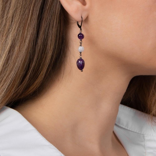 Серьги Lanzerotti, Glicine, с аметистом и лунным камнем, LZ-24.04-218 фиолетовый фото 2