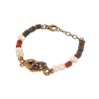 Браслет Alcozer&J, турмалин,сердолик, жемчуг, рубин, сапфир, AL-B48LF25-R коричневый