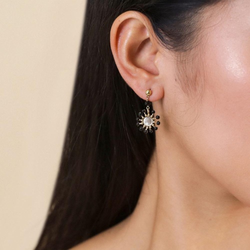 Серьги Franck Herval, Lauryne, с агатом и перламутром, FH25.2-12-69830 черный фото 3