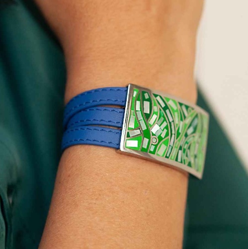 Браслет Fiore Luna на кожаном синем ремешке 3 оборота, CB00995-6 G фото 2