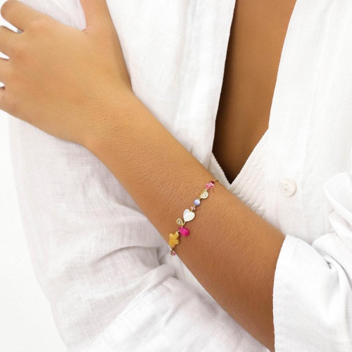 Браслет Franck Herval, Cali, жемчуг,перламутр,жад,кость,  Swarovski, FH24.1-13-72612 золотистый фото 3