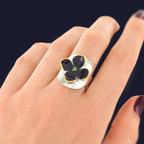 Кольцо TARATATA, Hortensia, разъемное, смола, краска, микрошарики, TT-H25-13431-104 синий фото 2