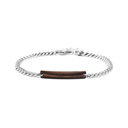 Браслет Nature Bijoux, Gourmette, со вставкой из эбенового дерева, NB24.1-13-43020 серебристый