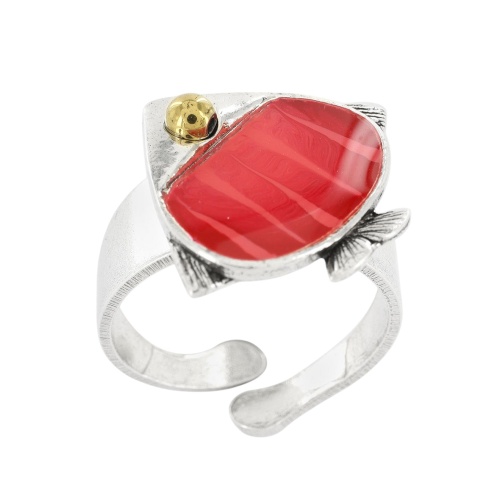 Кольцо TARATATA, Sushi, разъемное, со смолой и бусинами, TT-T25-06406-103 красный фото 3