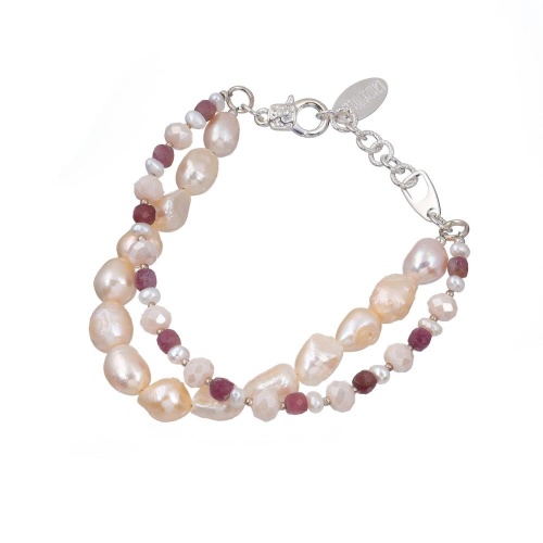 Браслет Lanzerotti, Alba, двойной, жемчуг, содалит и кристаллы, LZ-24.02-042 розовый