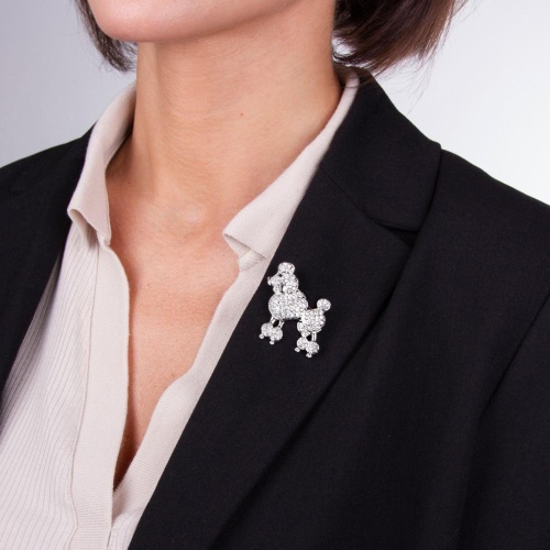 Брошь Moon Paris, Nord, пудель, с кристаллами, MoS-22.03-033 серебристый фото 4