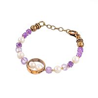 Браслет Alcozer&J, с аметистом и жемчугом, AL-B48HN25-R сиреневый