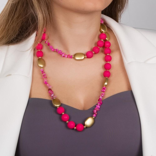 Колье Moon Paris, Lorian, с бусинами из каучука, ML-24.03-002 розовый