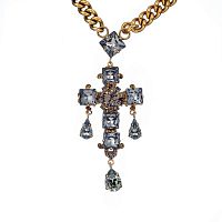 Колье Celeste G, с крестом и кристаллами Swarovski, CS26.1-1288 серый