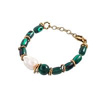 Браслет Alcozer&J, с малахитом и жемчугом, AL-B48AM25-R зеленый