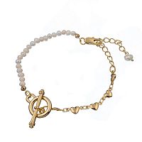 Браслет Moon Paris, Ringo Queen, с жемчугом и сердцами, MRQ-23.04-038 золотистый