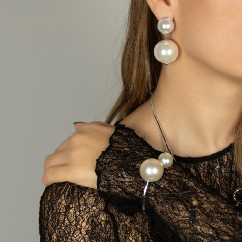 Серьги Moon Paris, Ringo, с жемчужными бусинами, MR-26.01-010 белый фото 2