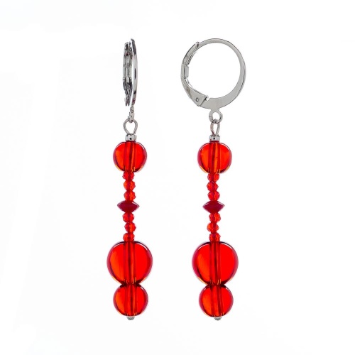 Серьги Lanzerotti, Crespino, коралл, кристаллы, стеклянные бусины, LZ-23.05-213 красный
