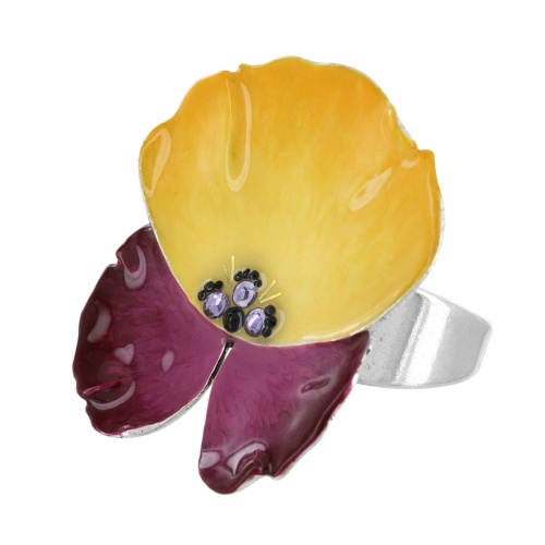 Кольцо TARATATA, Bloom, разъемное, смола, стразы, микрошарики, TT-W23-11432-10Y желтый фото 5