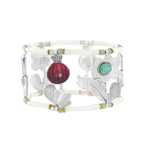 Браслет TARATATA, Opium, стрейч, смола, нефрит, бусины, гематит, TT-H25-11317-10M серебристый