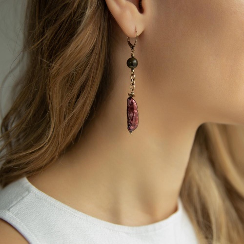 Серьги Lanzerotti, Elisir, с турмалином, жемчугом и гематитом, LZ-25.10-325 розовый фото 2