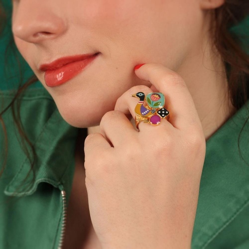 Кольцо TARATATA, Jeu De L`oie, разъемное, с цветной смолой, TT-H24-01403-20M золотистый фото 4