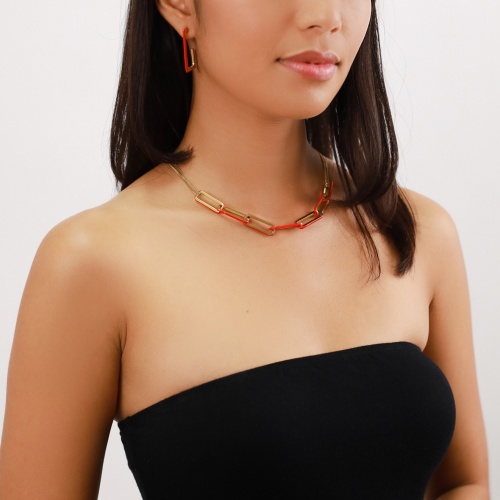 Колье ORI TAO, Boa vista, с овальными звеньями, цветная эмаль, OT23.2-15-31460 красный фото 3