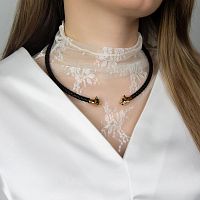 Колье Polina Firenze, гривна, пантера с кристаллами, кожа, PF26.1-CL4328 золотистый