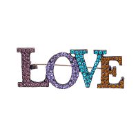 Брошь Moon Paris, LOVE c цветными кристаллами, Mo-23.03-001 розовый