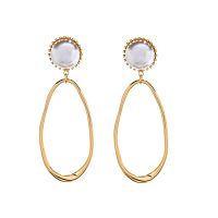 Серьги Moon Paris, Ringo, с жемчужной бусиной и овальной подвеской, MR-26.01-037 золотистый