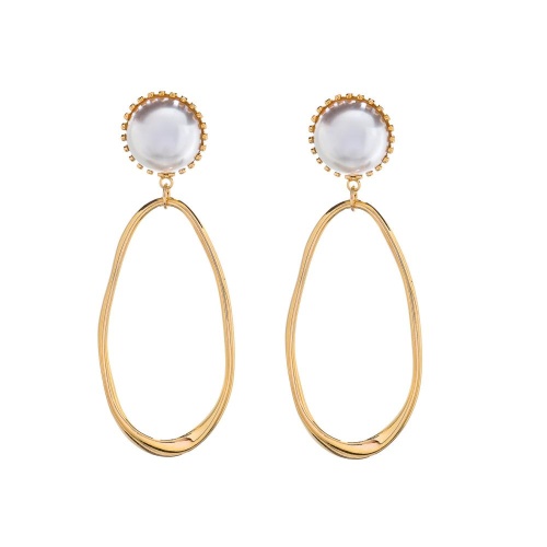 Серьги Moon Paris, Ringo, с жемчужной бусиной и овальной подвеской, MR-26.01-037 золотистый