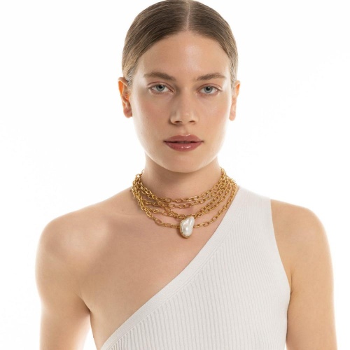Колье Katerina Vassou, Upbeat, многослойное, с жемчугом, KV26.1-406066G золотистый фото 2